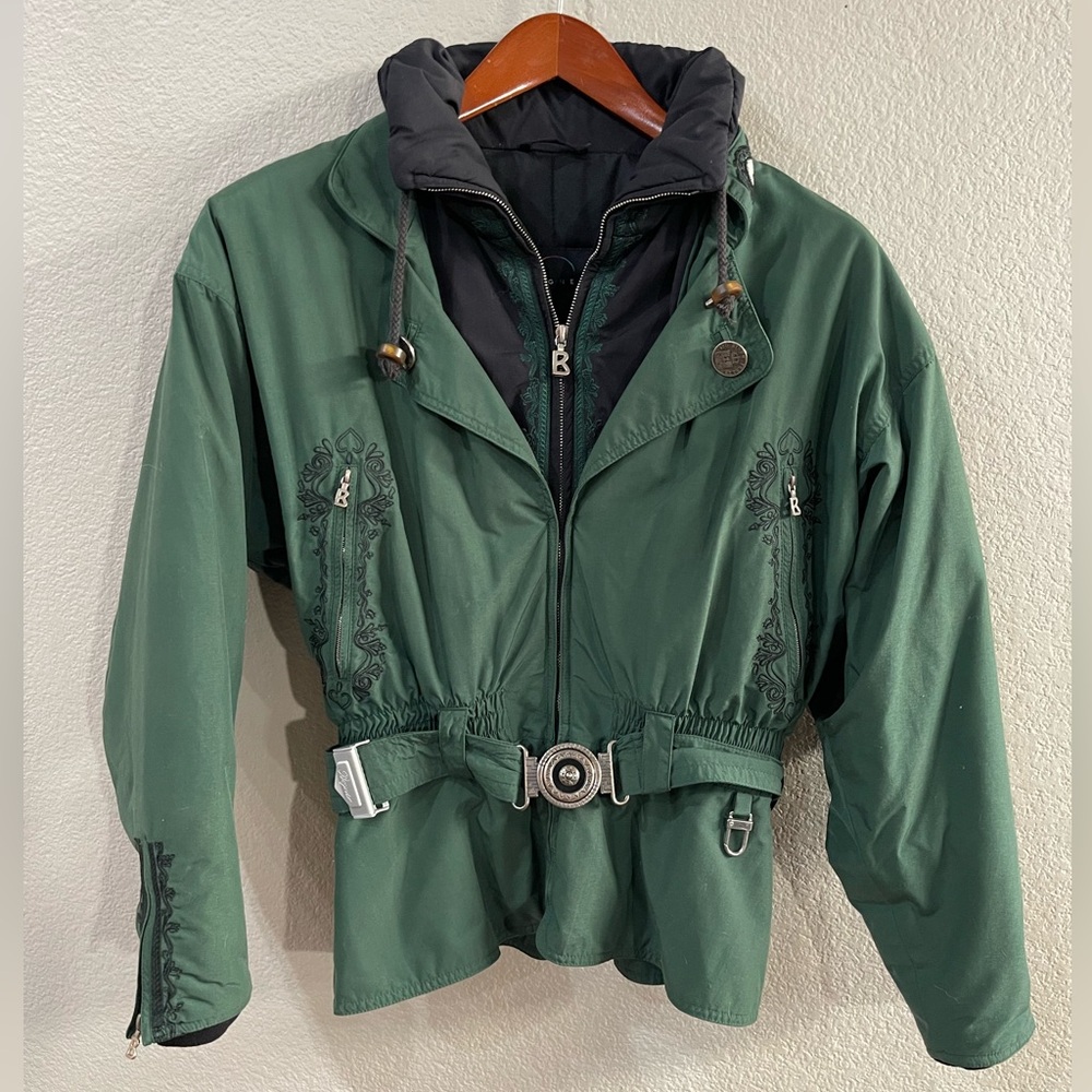 Bogner green ski jacket vintage belted